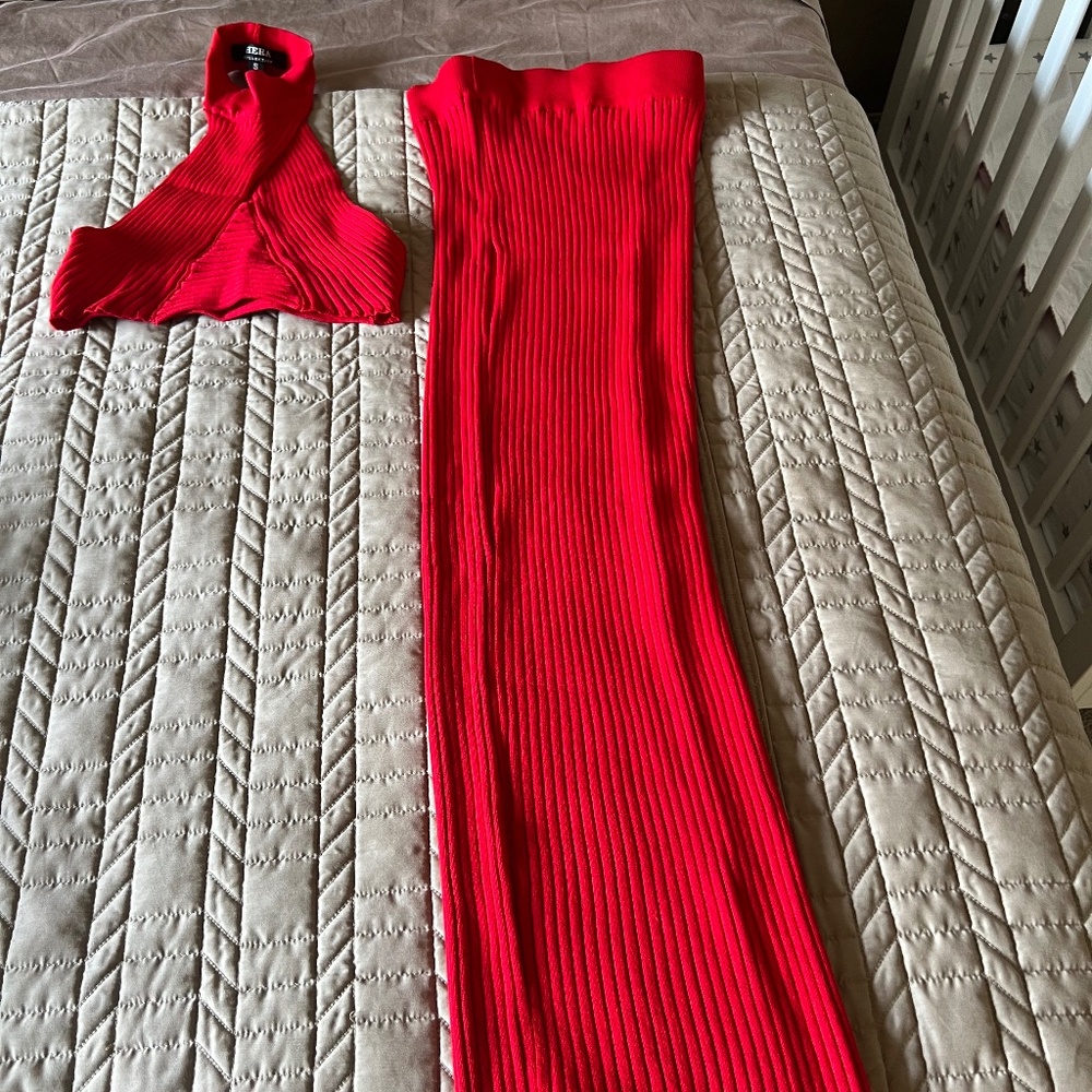 2 piece skirt and crop top set